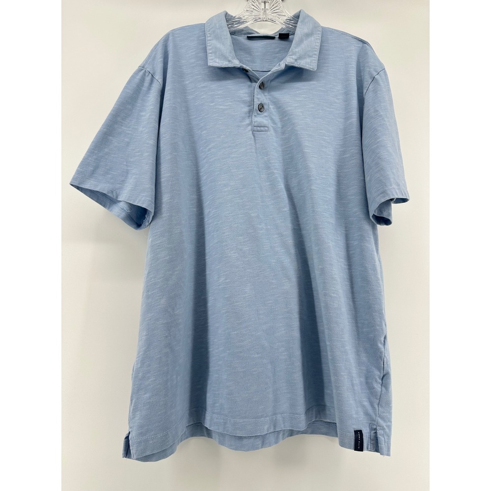 Perry Ellis Mens Blue Slub Knit Short Sleeve Polo Shirt XL Casual‎ Classic Fit